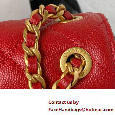 Chanel Grained Calfskin  &  Gold-Tone Metal Chain Flap Bag AS4431 Red 2023